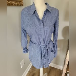 Lafayette 148 New York silk blend wrap shirt Size large